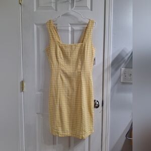 New OLD‎ NAVY gingham Print Dress Size Med. Yellow White.